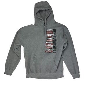 Gildan Heavy Blend Gray Hoodie Men M Upper Peninsula Michigan Graphic Tourist